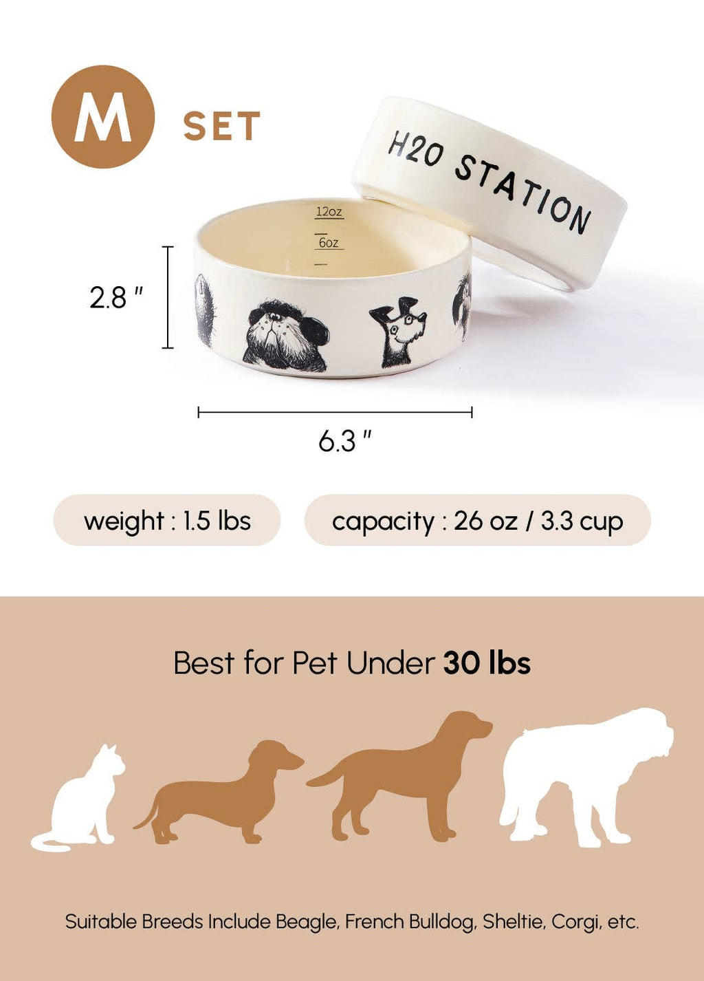 Ceramic Pet Bowl – Set of 2
