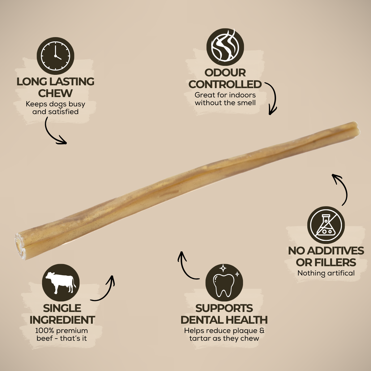 Beef Collagen Stick Dog Chew – 10–12 Inch