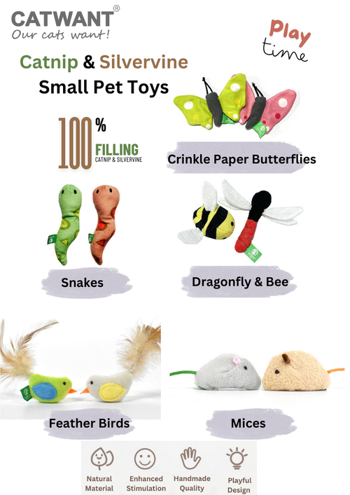 Catnip & Silvervine Cat Toys – 2-Pack, 5 Styles