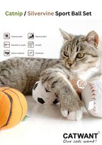 100% Silvervine/Catnip Filled Sport Ball Set - 4-Pack