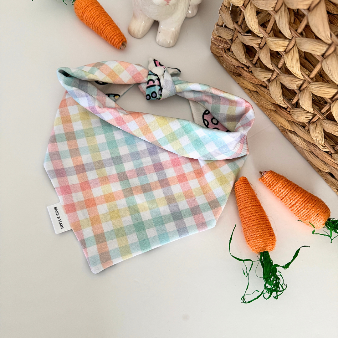 Bark & Main - Easter Eggs & Plaid Reversible Dog Bandana