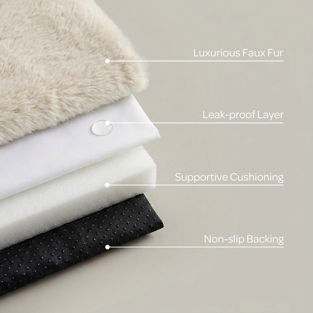 Hide Shape Leak-Resistant Dog Bed – Faux Fur, 5 Colours & 2 Sizes