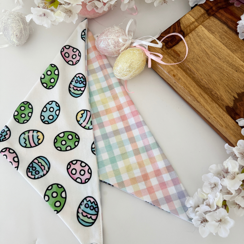 Bark & Main - Easter Eggs & Plaid Reversible Dog Bandana