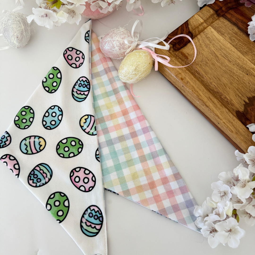 Bark & Main - Easter Eggs & Plaid Reversible Dog Bandana