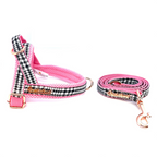 Princess Houndstooth Pink One-Click Dog Harness