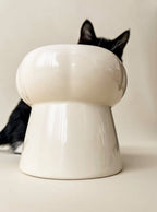 Creamy Ceramic Cat Food Bowl