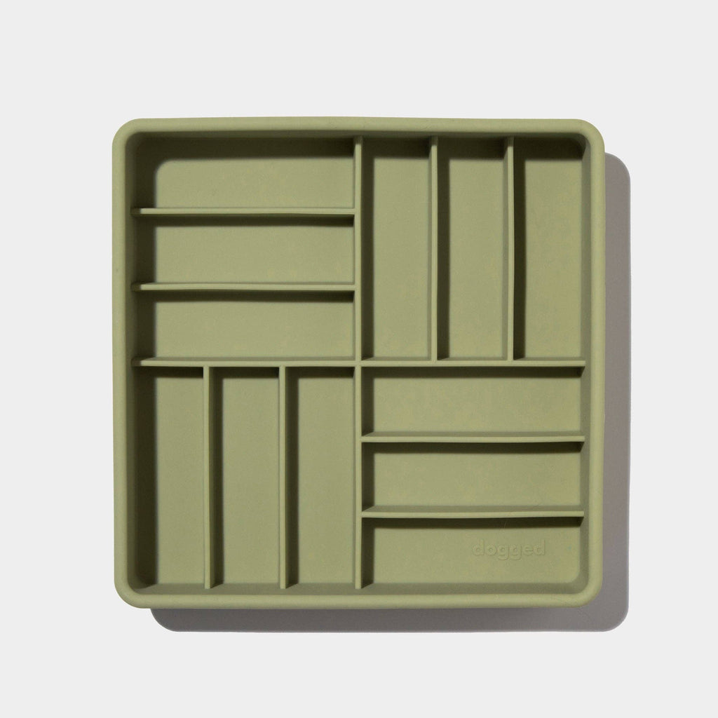 3-in-1 parquet slow feeder bowl - olive