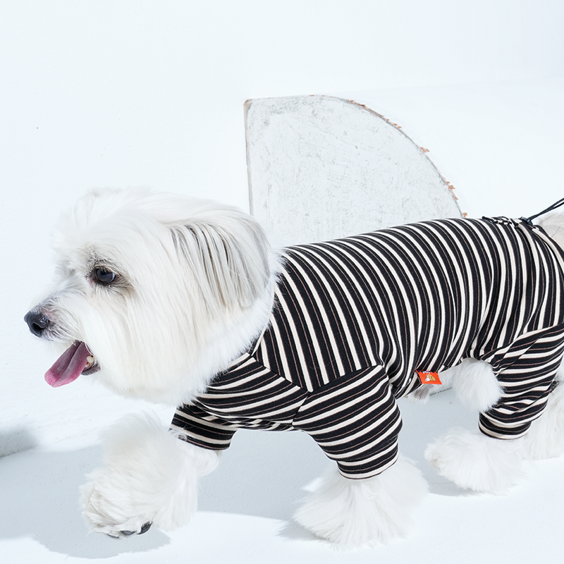 JamJam Stripe All-In-One Dog Jumpsuit – Black