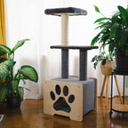 Noba Hut Hideout Deluxe 3-Level Cat Tree – Cat Head & Paw Style