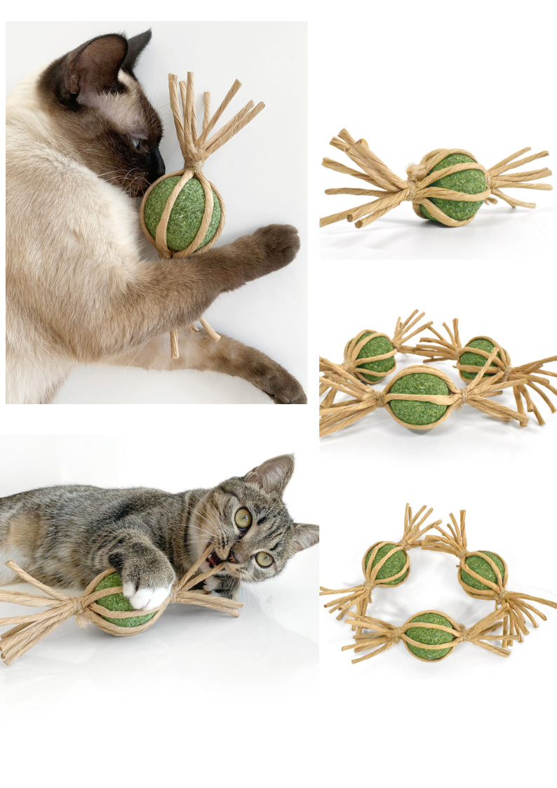 Woven Silvervine Candy Cat Toy with Catnip Ball