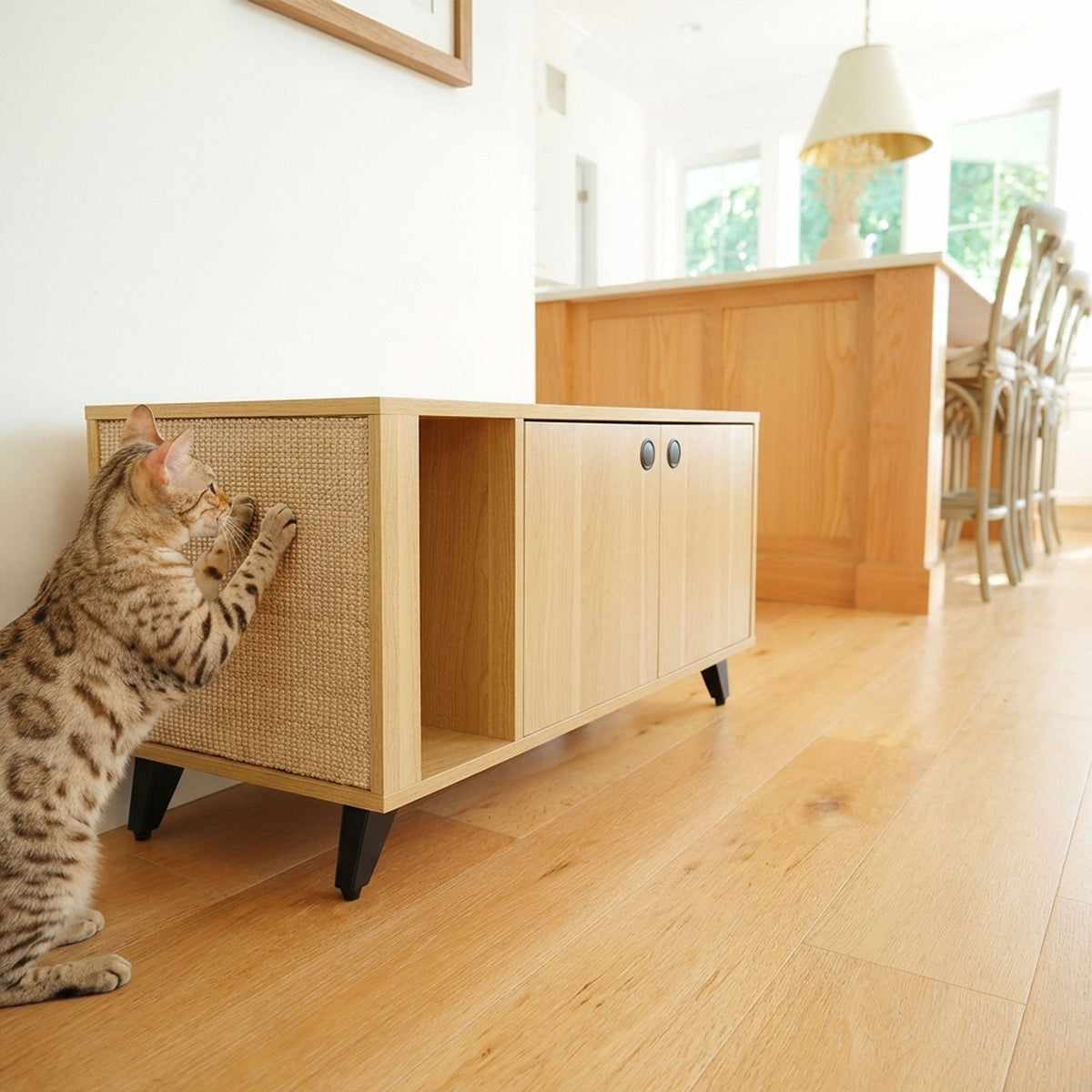 Shae Litter Box Cabinet – Oak & Walnut