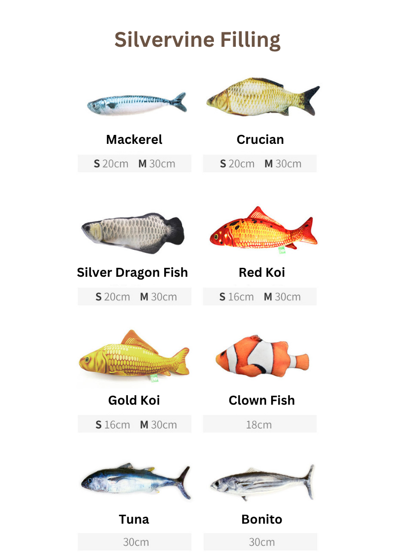 100% Silvervine/Catnip Filled Fish Cuddle Toy