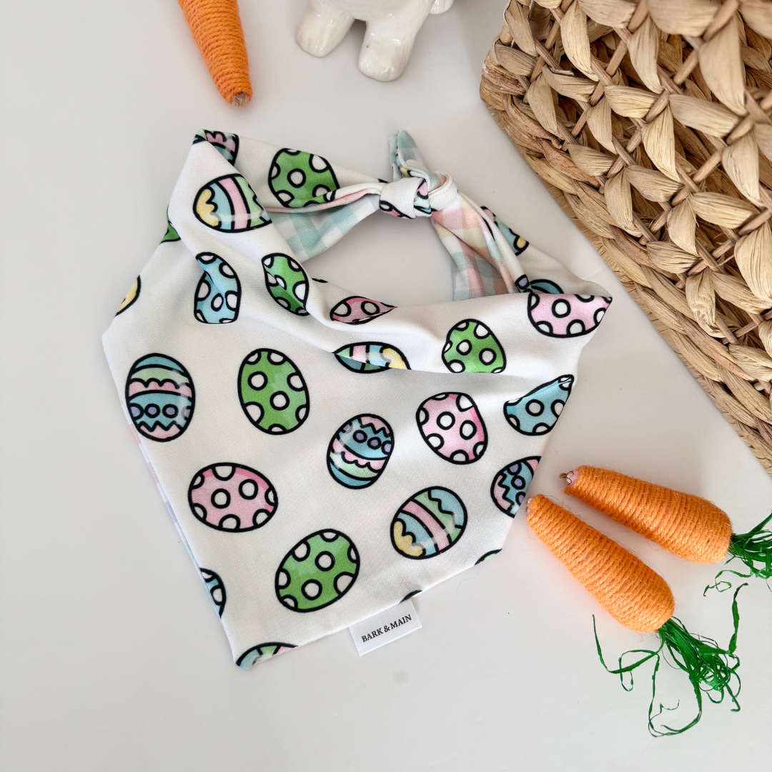 Bark & Main - Easter Eggs & Plaid Reversible Dog Bandana