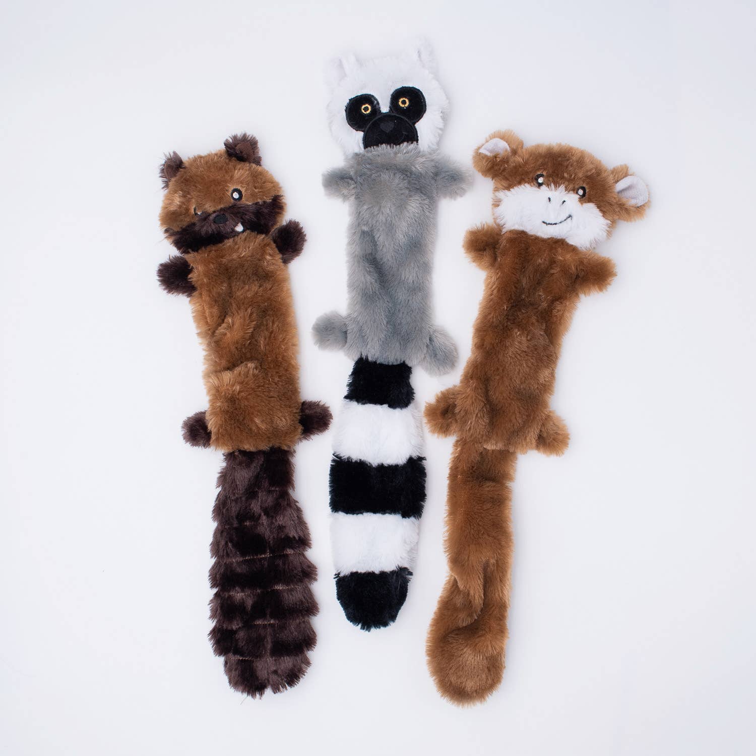 ZippyPaws - Skinny Peltz Large 3-pack Chipmunk, Lemur, Monkey