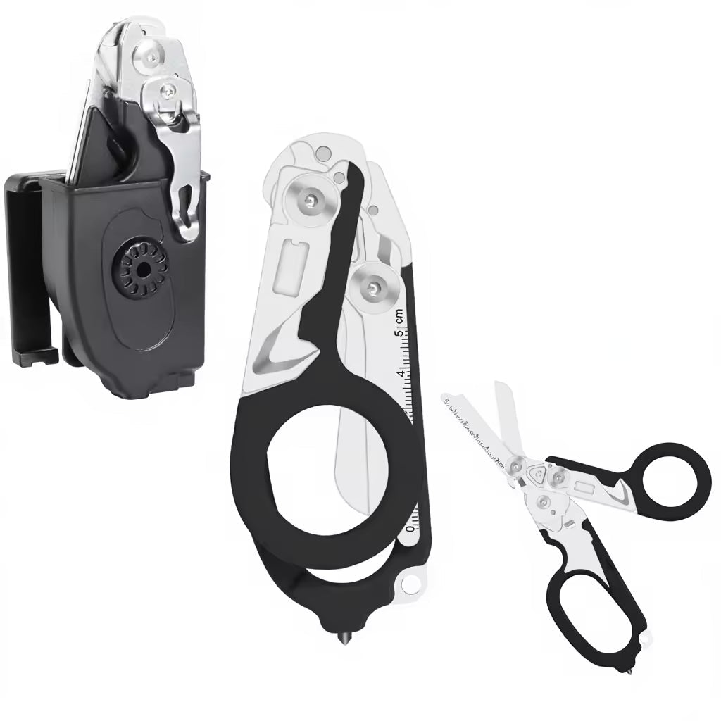 6-in-1 Foldable Trauma Shears Multi-Tool with Sheath & Belt Clip