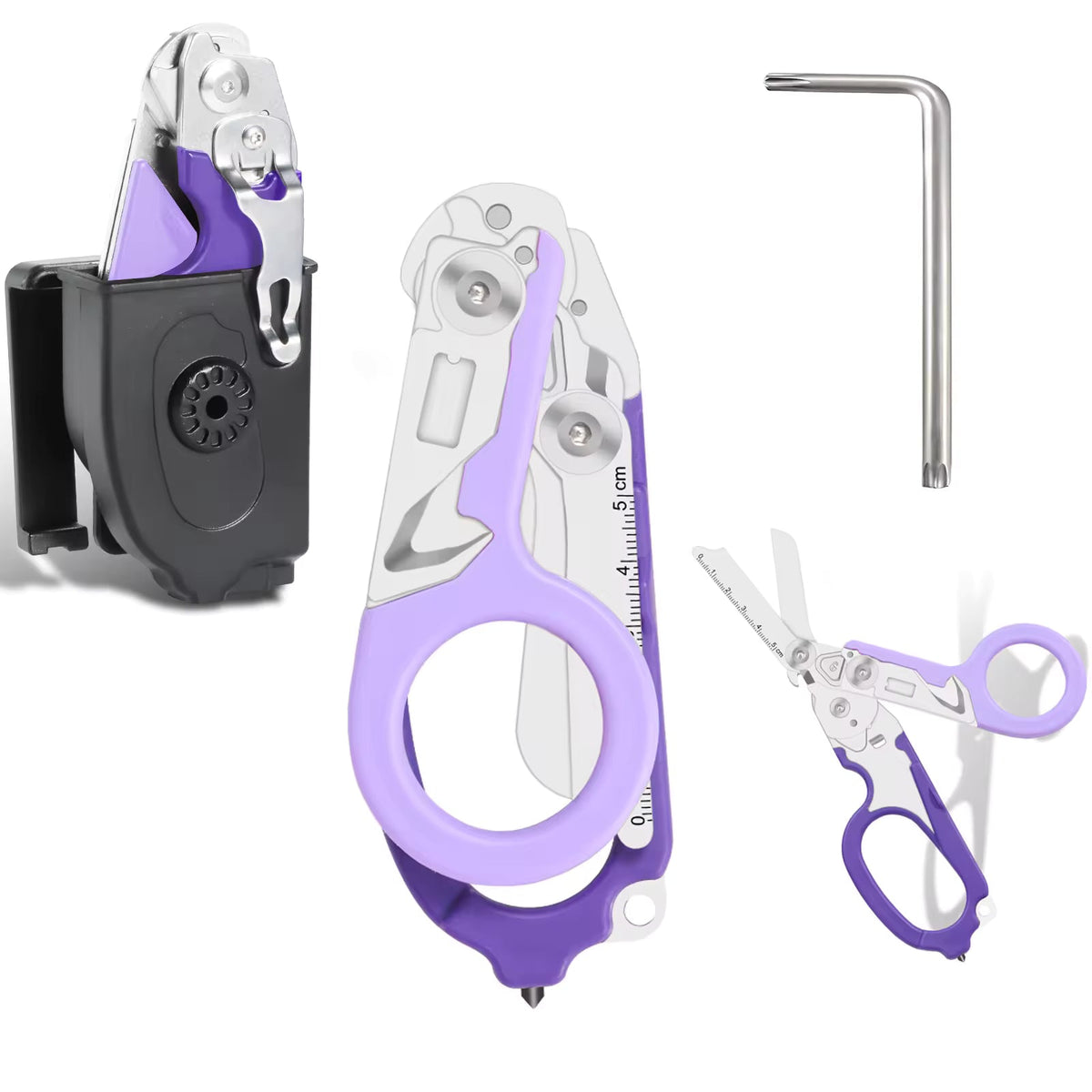 6-in-1 Foldable Trauma Shears Multi-Tool with Sheath & Belt Clip