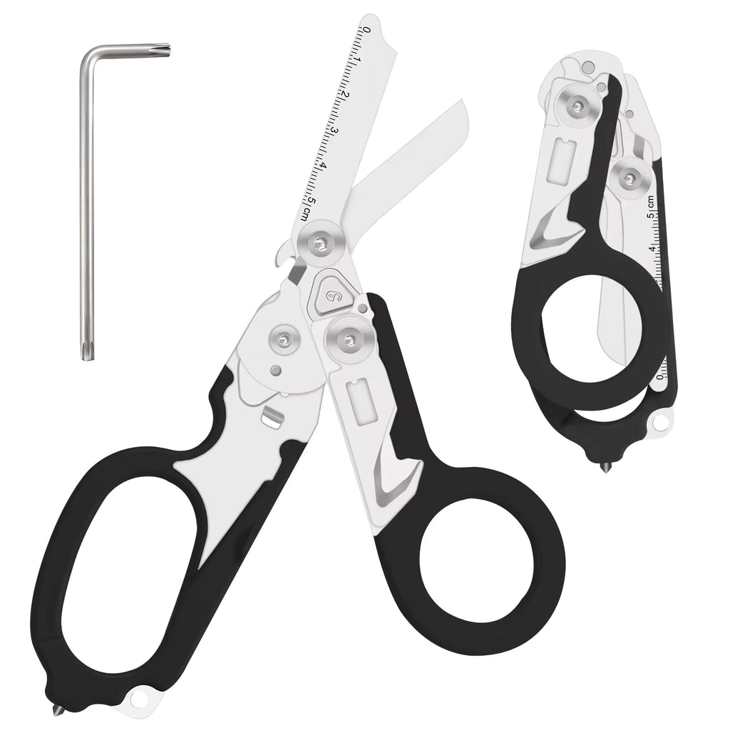 6-in-1 Foldable Trauma Shears Multi-Tool with Sheath & Belt Clip