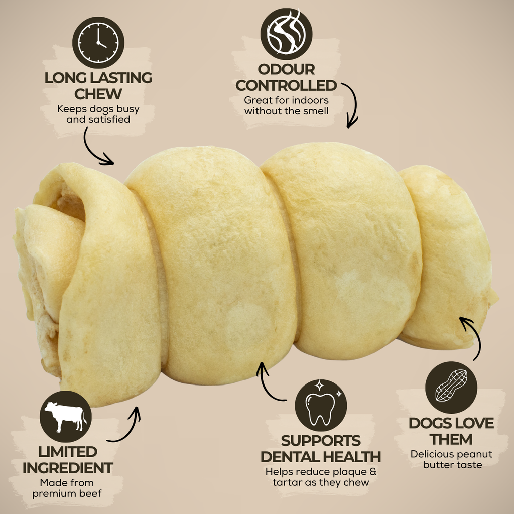 Peanut Butter Beef Cheek Roll Dog Chew – 5–6 Inch