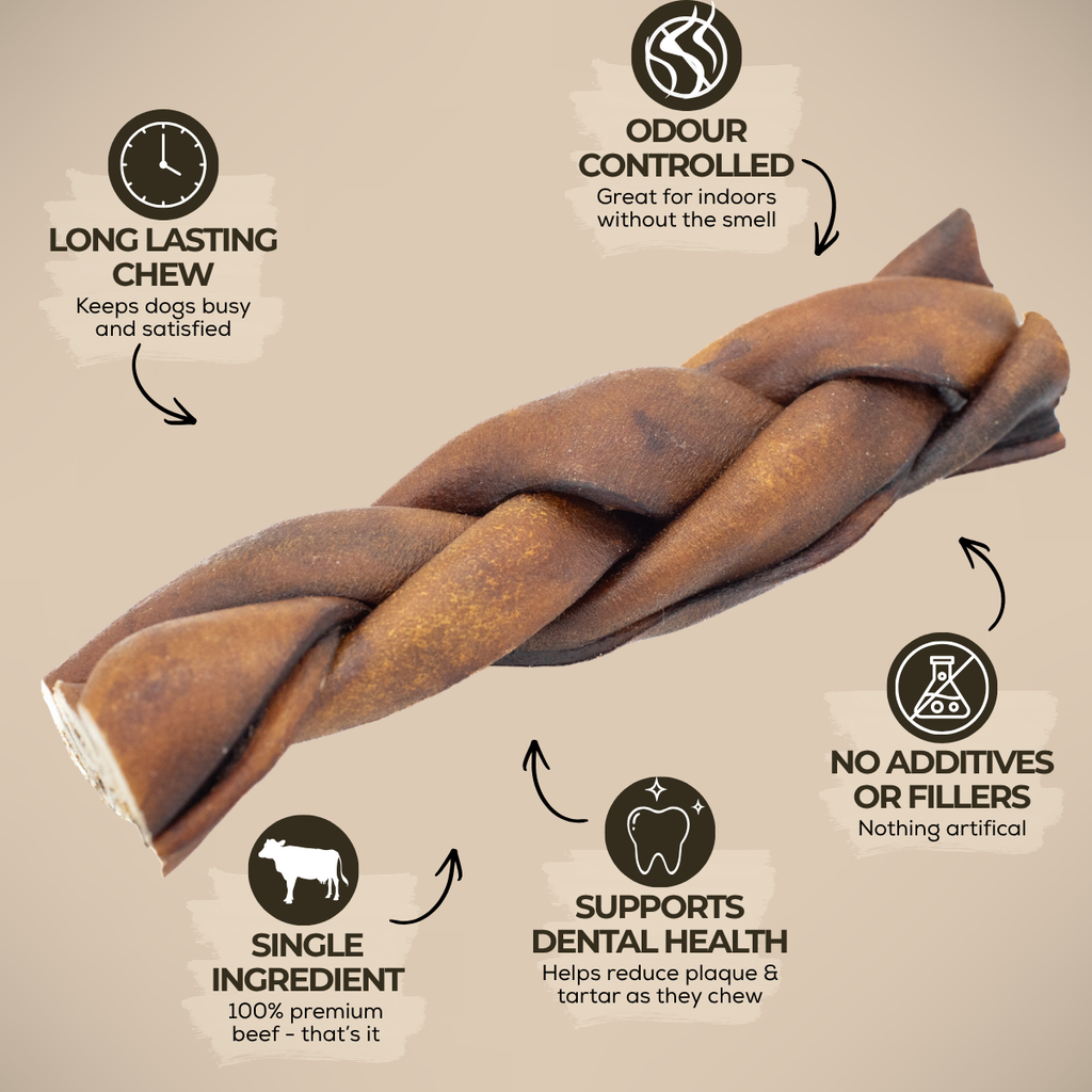 Braided Beef Collagen Stick Dog Chew – 5–6 Inch