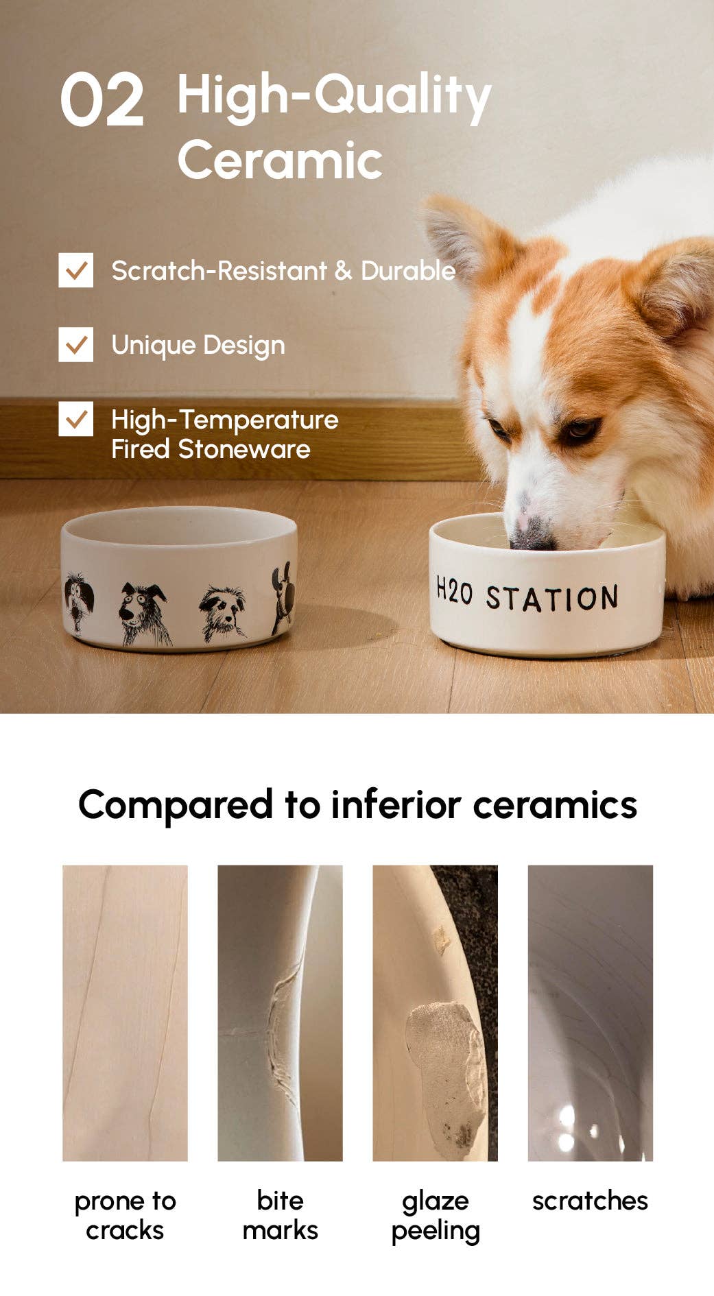 Ceramic Pet Bowl – Set of 2