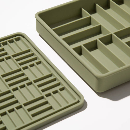 3-in-1 parquet slow feeder bowl - olive