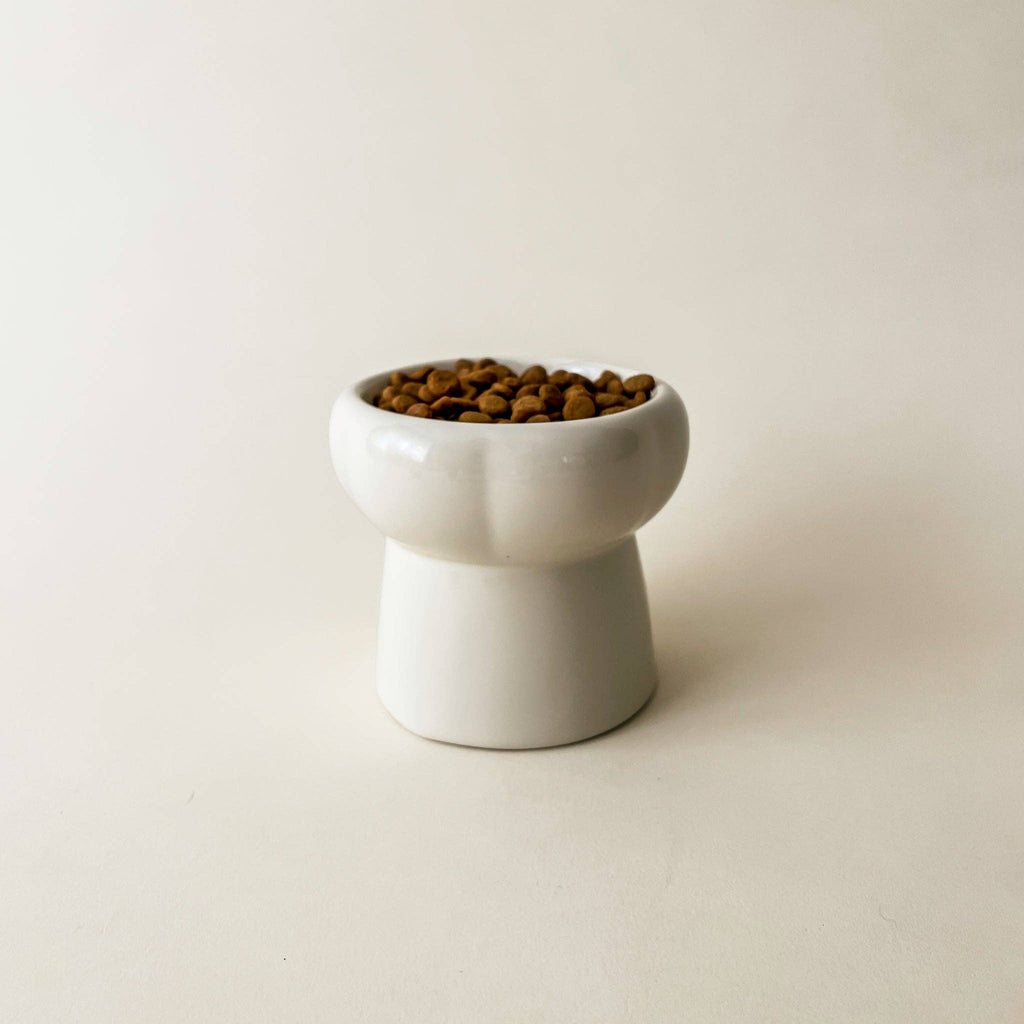 Creamy Ceramic Cat Food Bowl