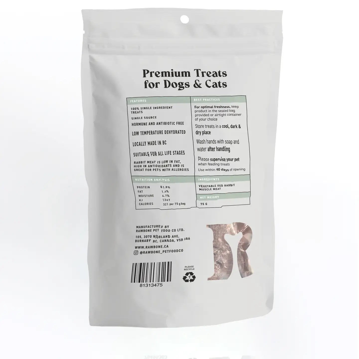 Rawbone Premium Rabbit Krisps – 75 g