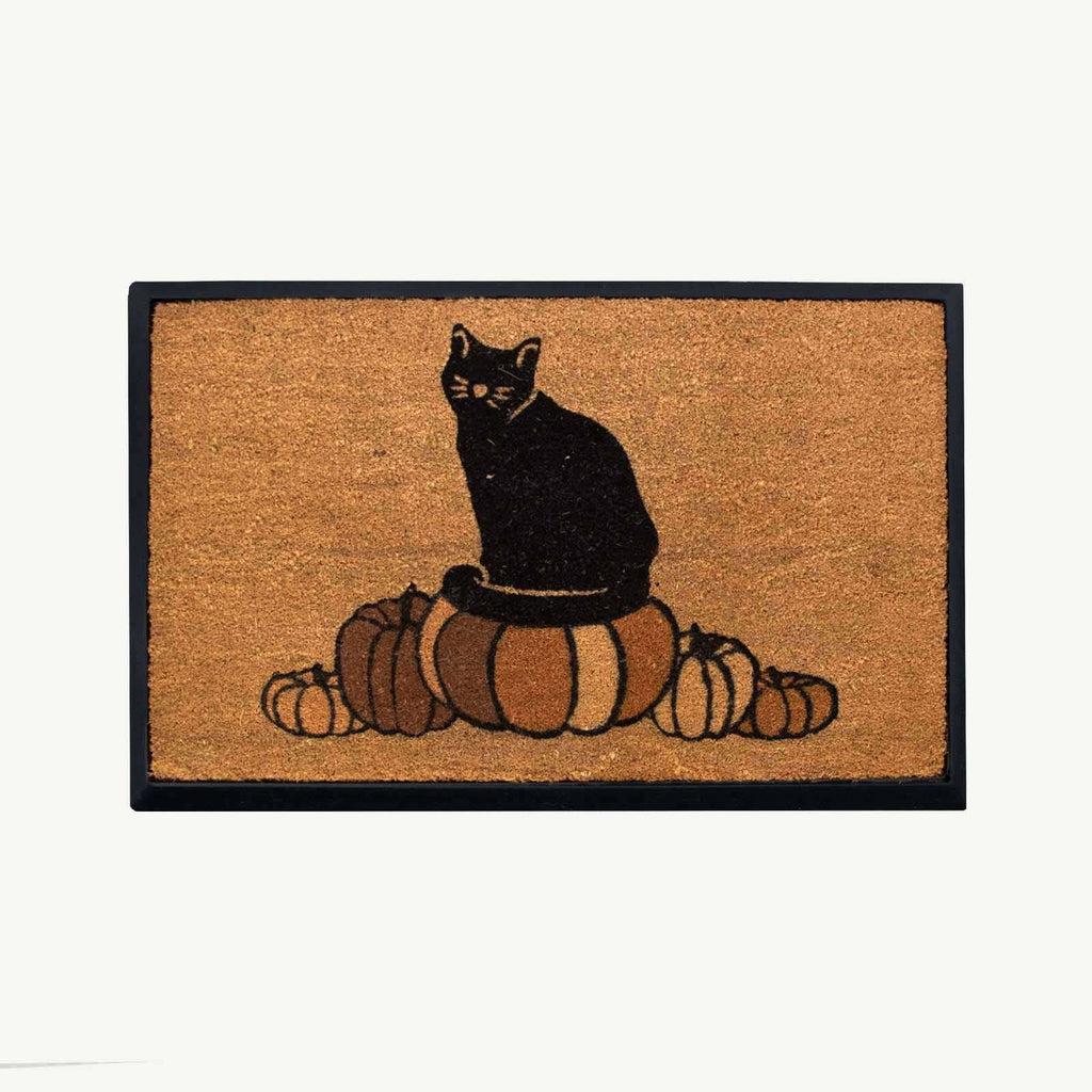 pumpkin + cat convertible entrance doormat