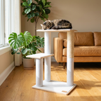 Noba Modern Plywood Cat Tree – 2 Tiers, Fique Rope, Black, White & Grey