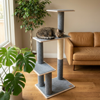 Noba Modern Plywood Cat Tree – 3 Tiers, Fique Rope, Black, White & Grey