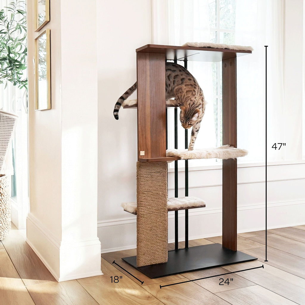 Cali Cat Tree Floor Lamp – Platforms, Scratcher & LED Light