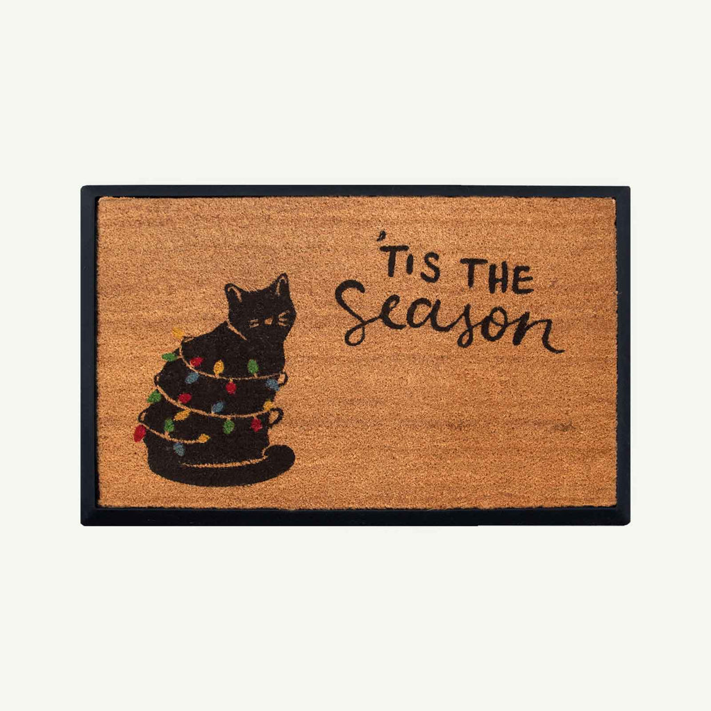 christmas + cat convertible entrance doormat