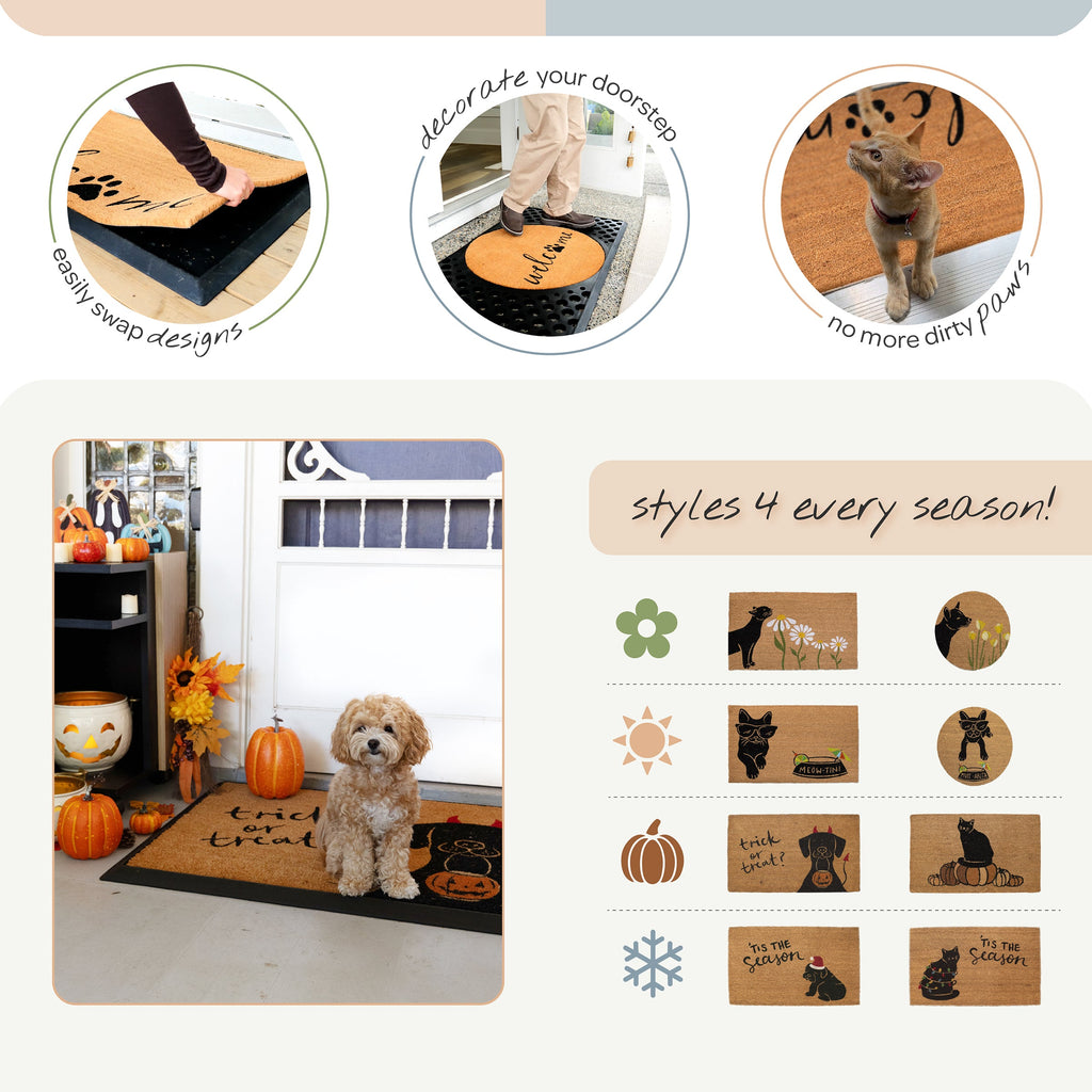 christmas + cat convertible entrance doormat