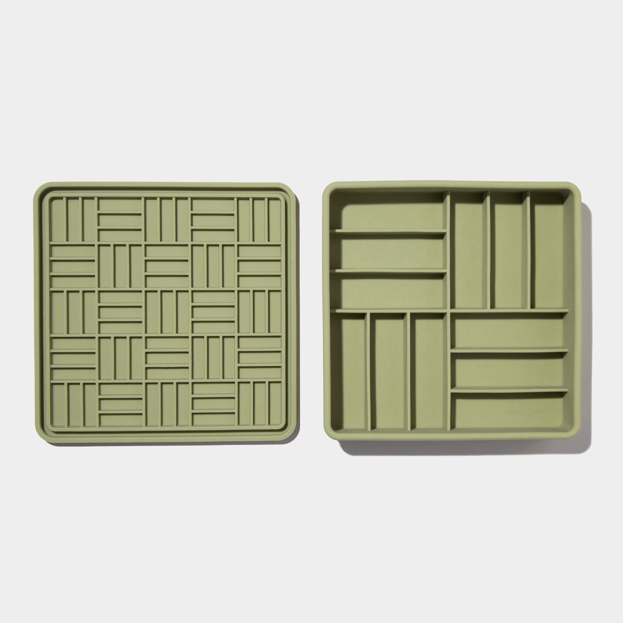 3-in-1 parquet slow feeder bowl - olive