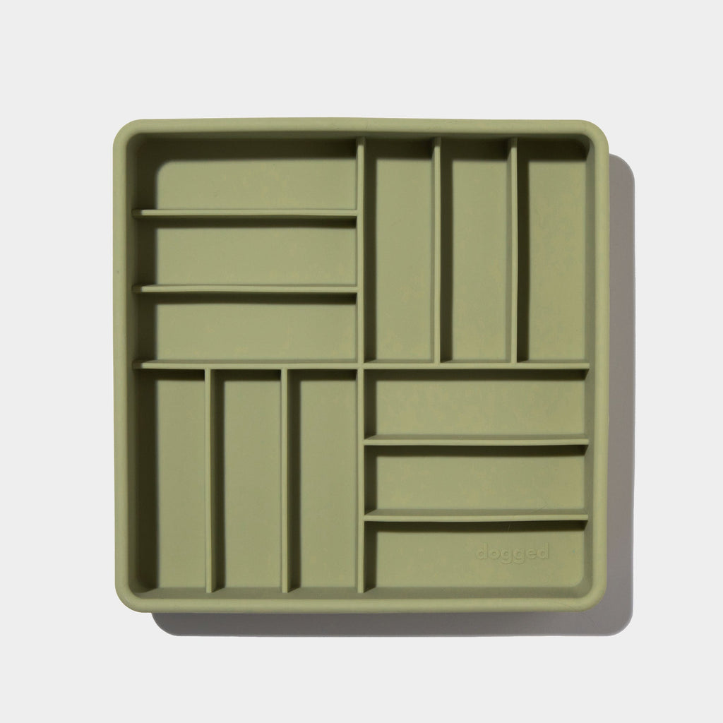 3-in-1 parquet slow feeder bowl - olive