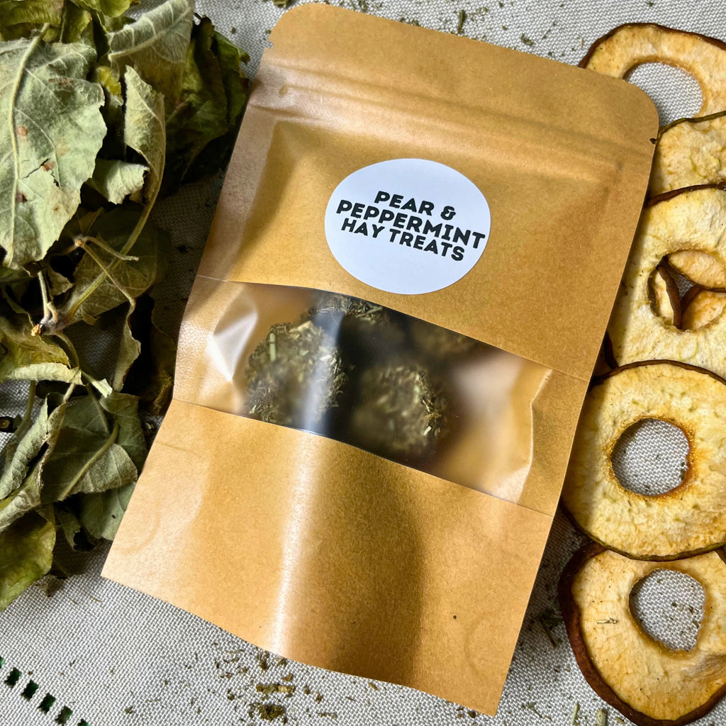 Peppermint Pear Hay Bites for Rabbits