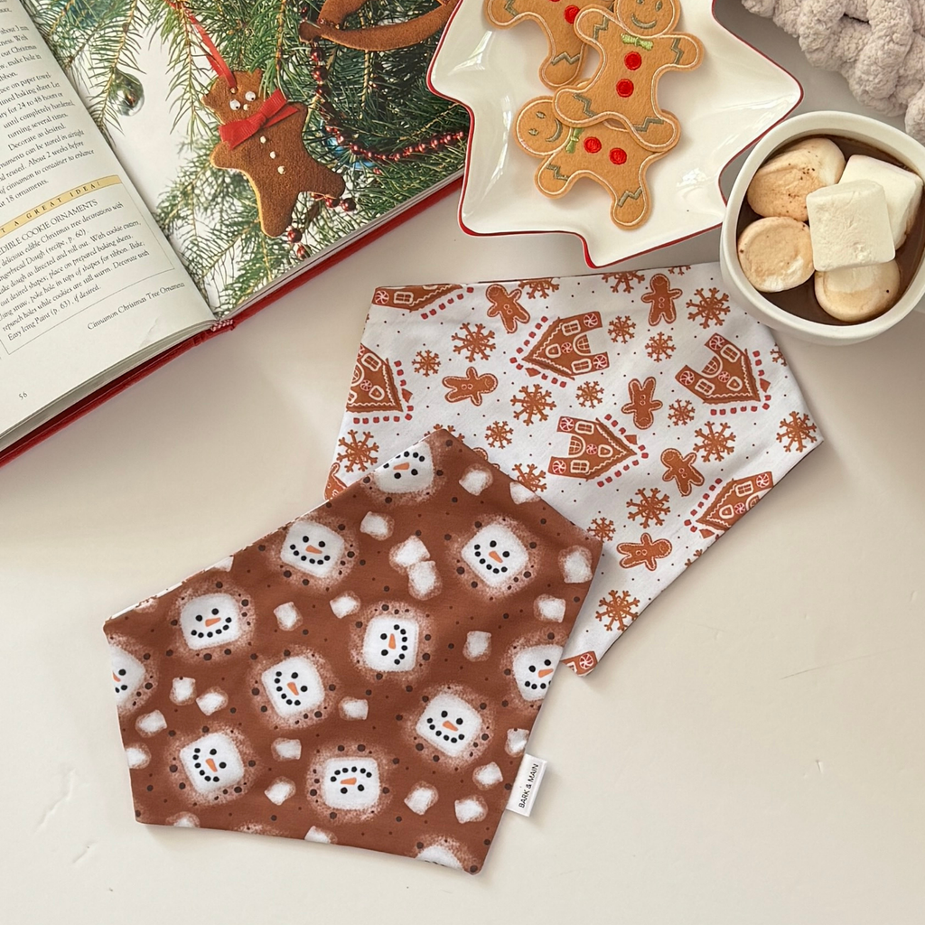 Bark & Main Marshmallows & Gingerbread Reversible Dog Bandana