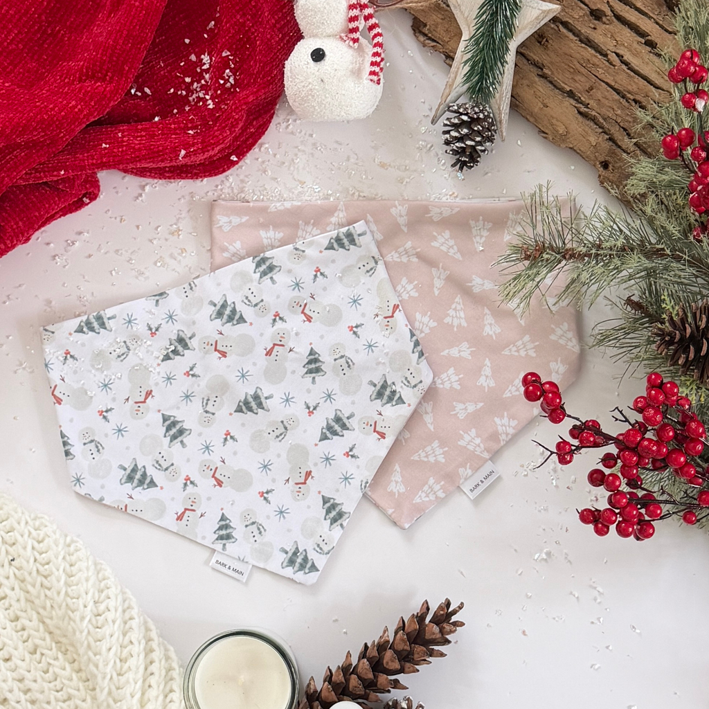 Bark & Main Neutral Christmas Trees Reversible Dog Bandana