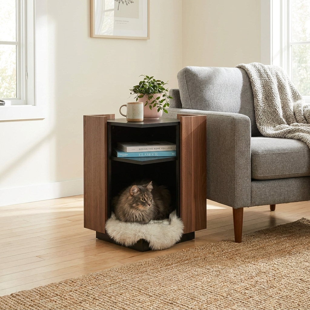 Leo Side Table with Pet Nook