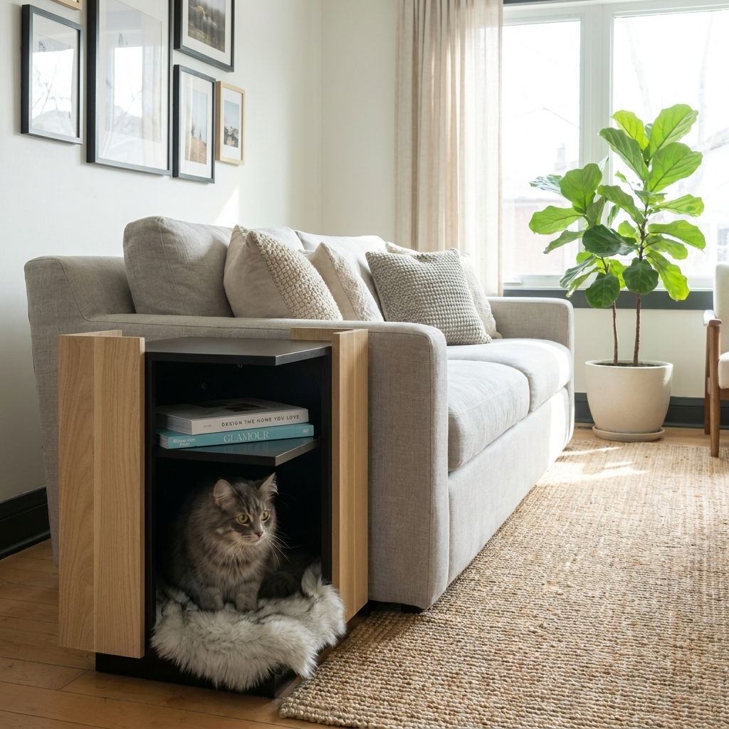 Leo Side Table with Pet Nook