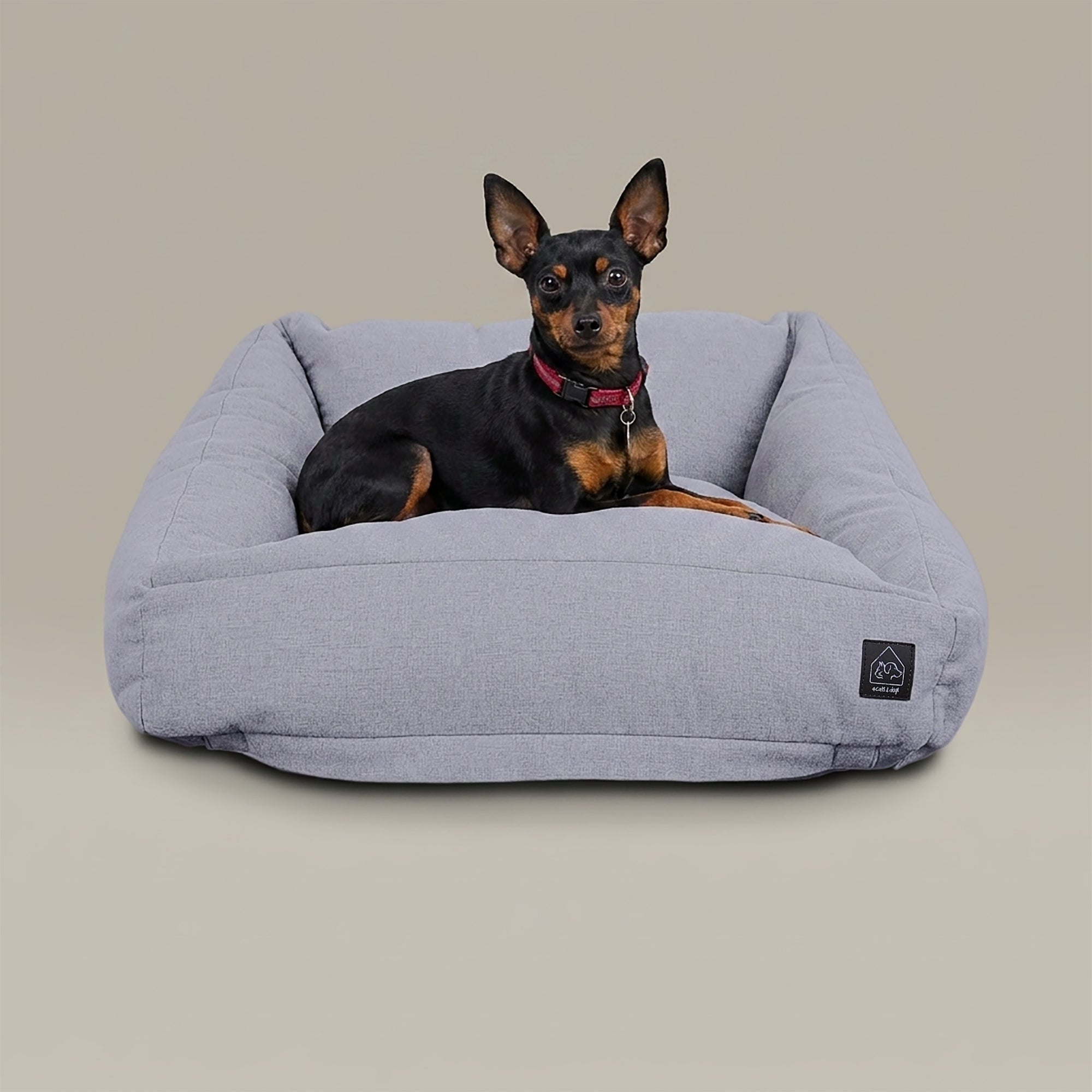 Loafer Pet Sofa Bed – Linen & Plush, 23.5" × 22.5"