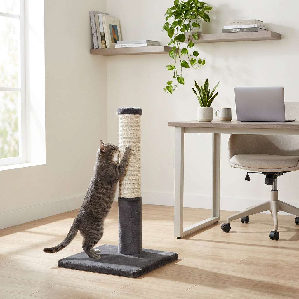 Noba Classic 28" Scratching Post - Grey Faux Fur