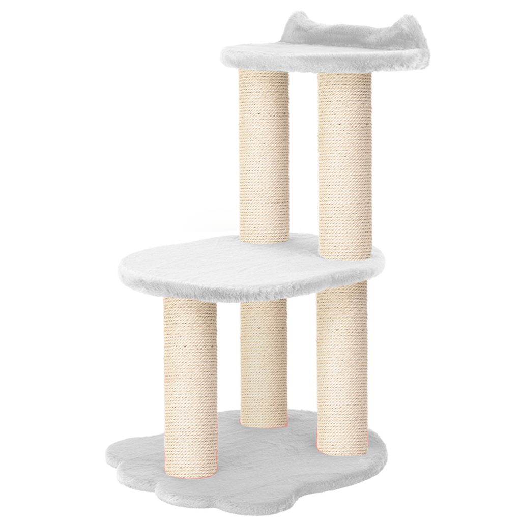 Relaxation - 2-Level Cat Tree - White Faux Fur