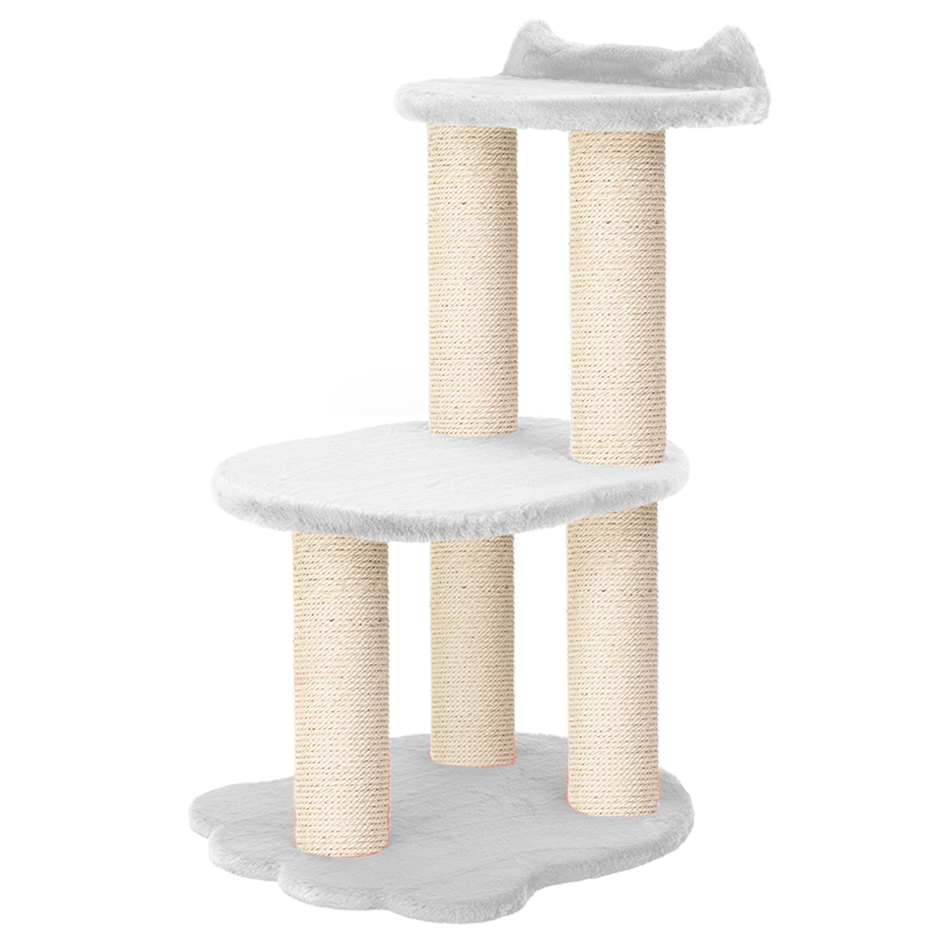 Relaxation - 2-Level Cat Tree - White Faux Fur