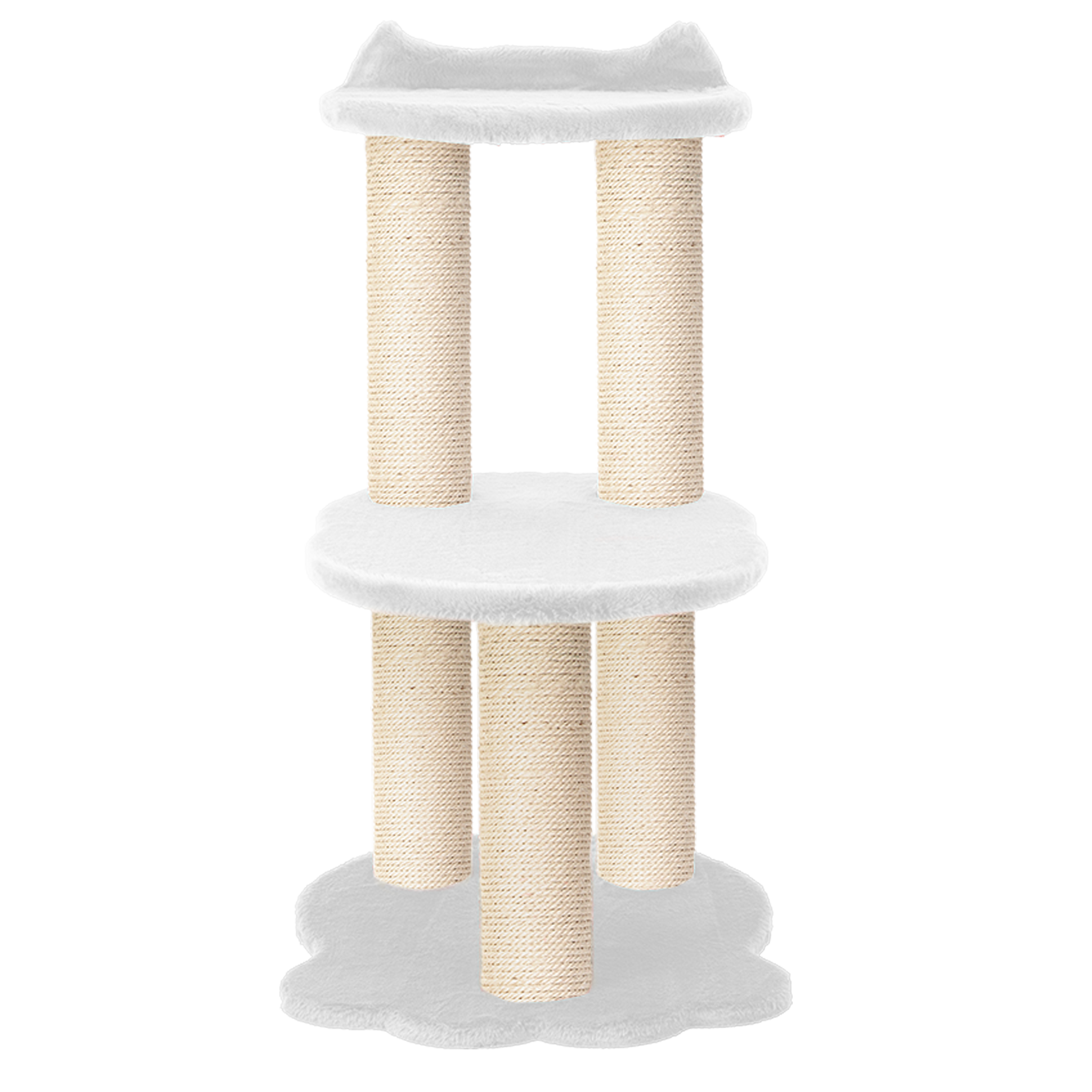 Relaxation - 2-Level Cat Tree - White Faux Fur