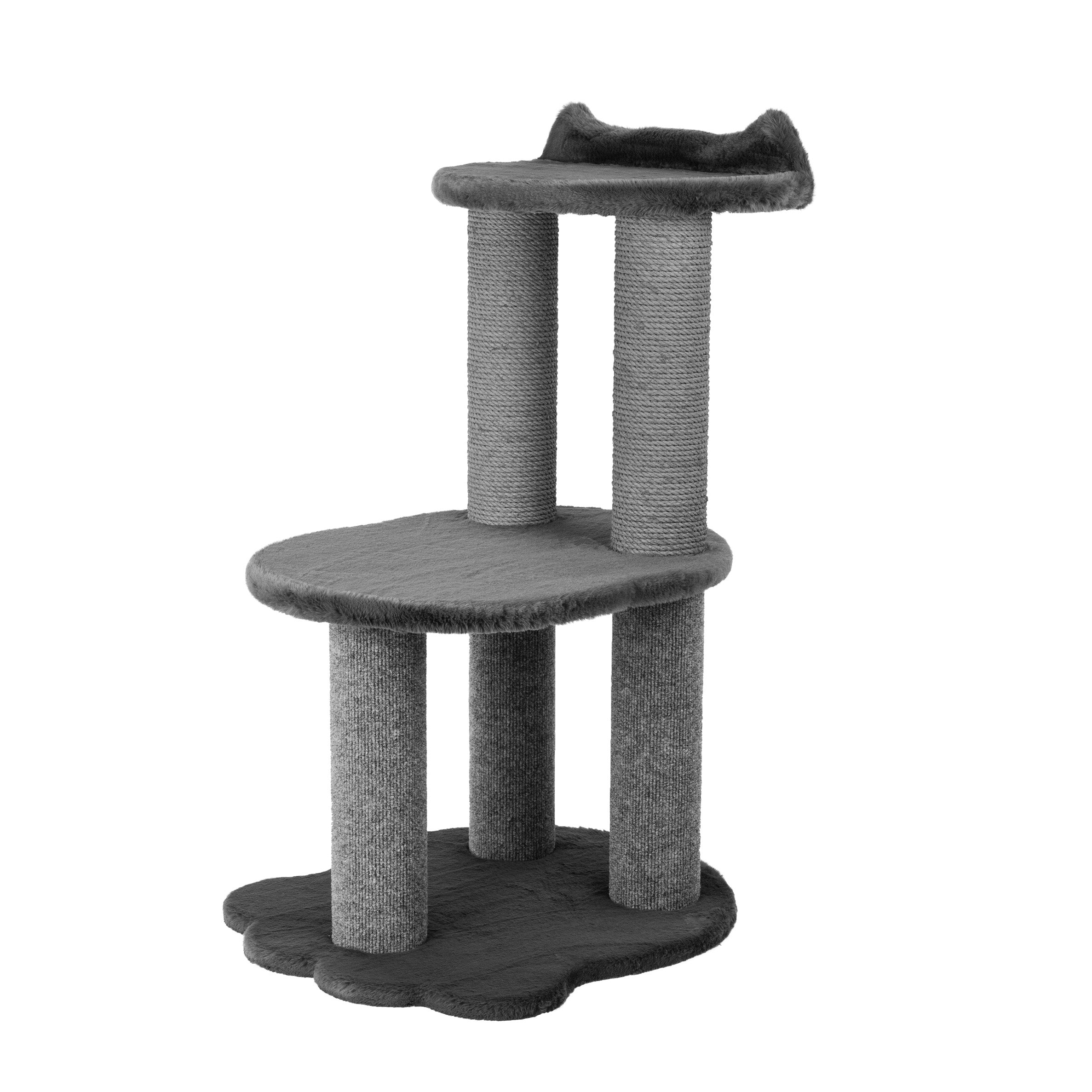 Relaxation - 2-Level Cat Tree - Grey Faux Fur