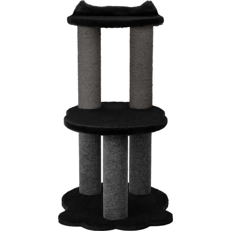 Relaxation - 2-Level Cat Tree - Black Faux Fur