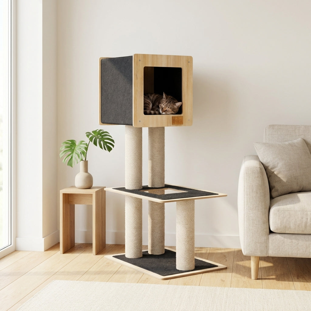 Hut Hideout - 2-Level Deluxe Cat Tree