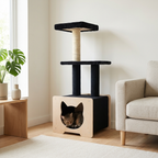 Noba Hut Hideout Deluxe 3-Level Cat Tree – Cat Head & Paw Style