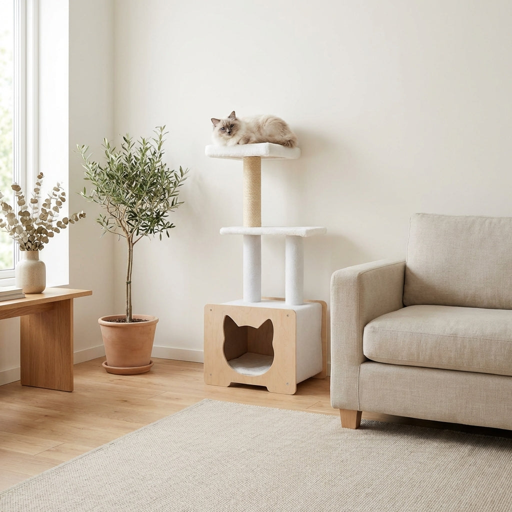 Hut Hideout - Deluxe 3-Level Cat Tree